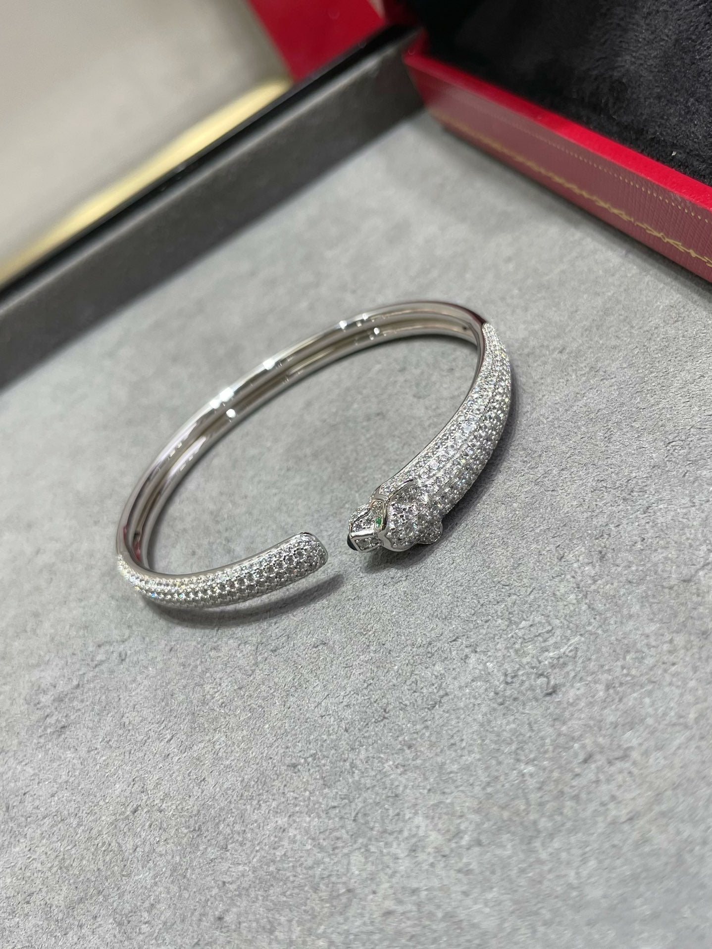 [Topon Jewelry]PANTHERE FULL DIAMOND OPEN BRACELET