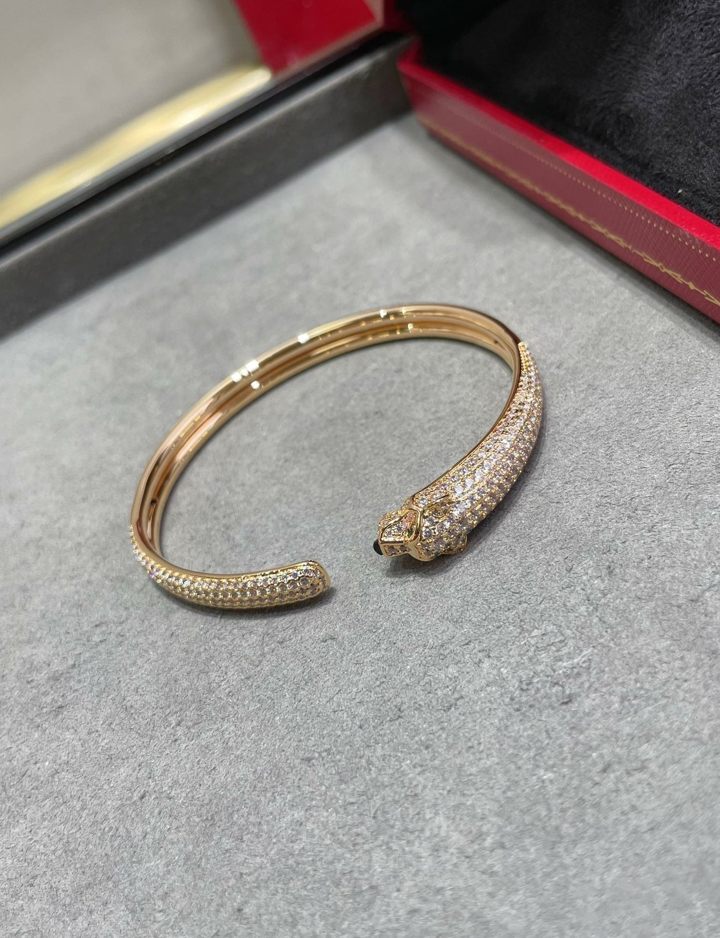 [Topon Jewelry]PANTHERE FULL DIAMOND OPEN BRACELET