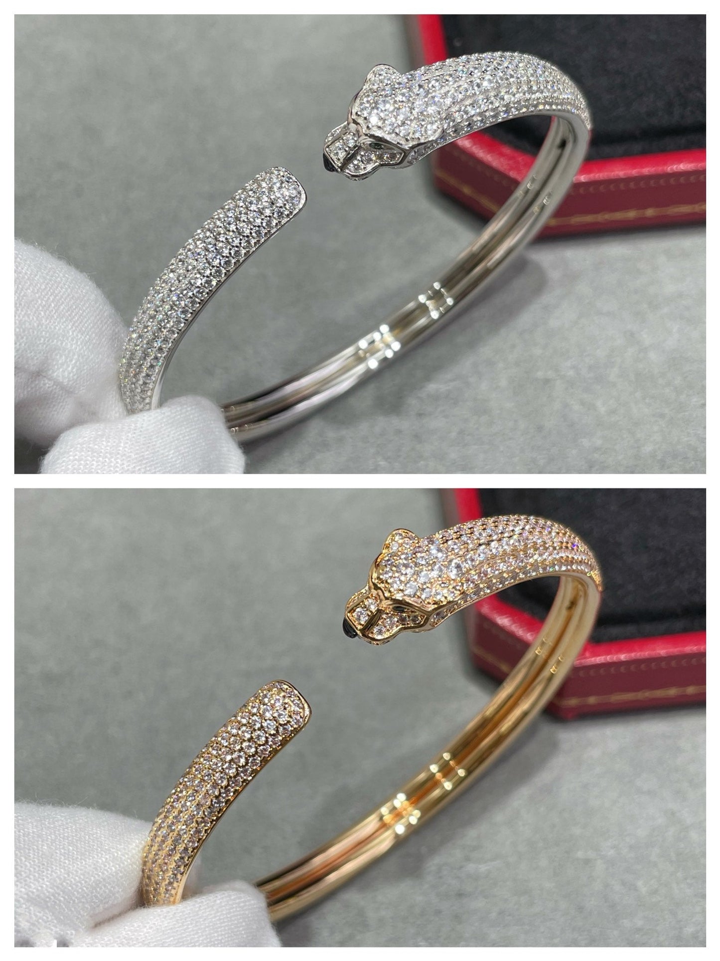 [Topon Jewelry]PANTHERE FULL DIAMOND OPEN BRACELET