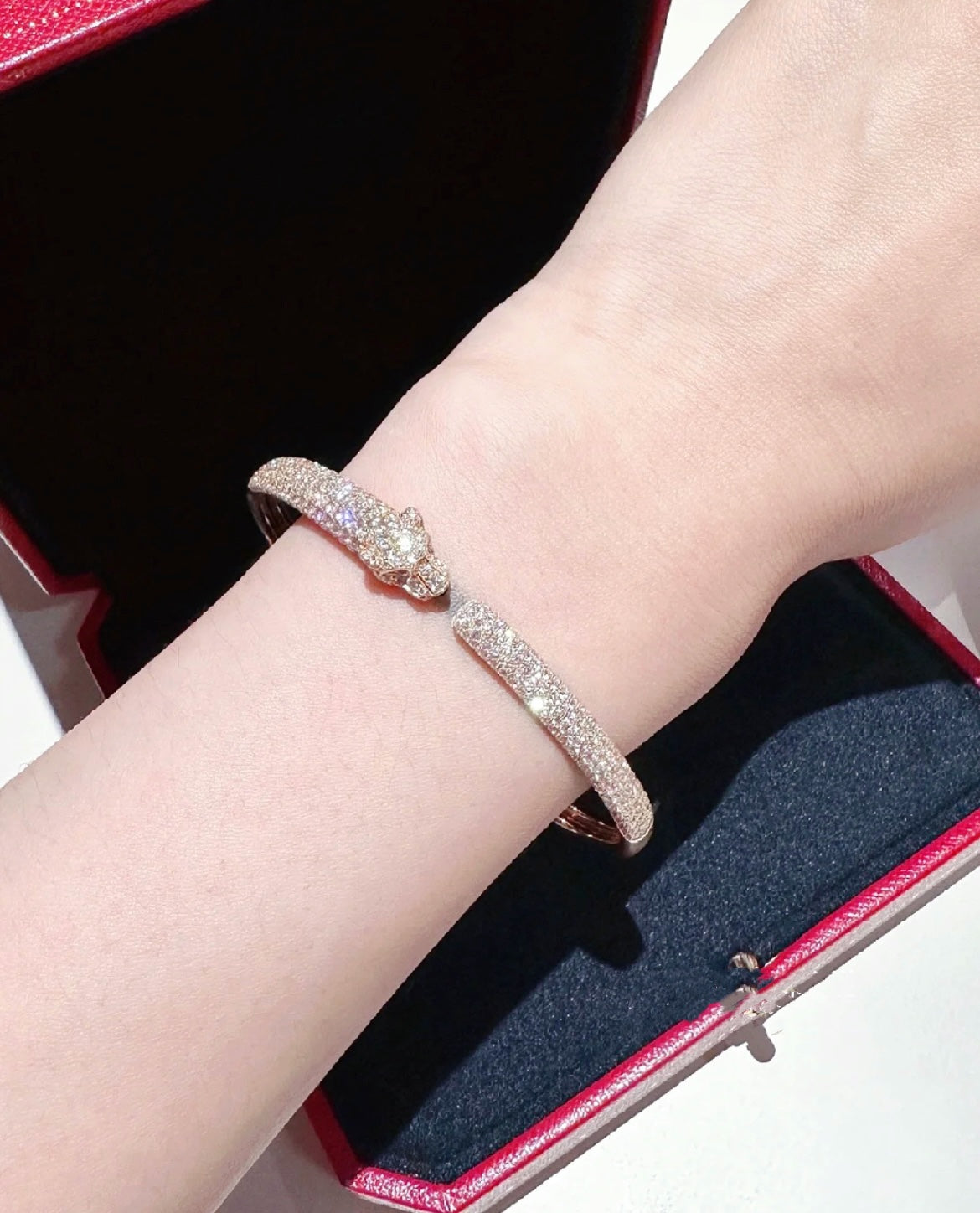 [Topon Jewelry]PANTHERE FULL DIAMOND OPEN BRACELET