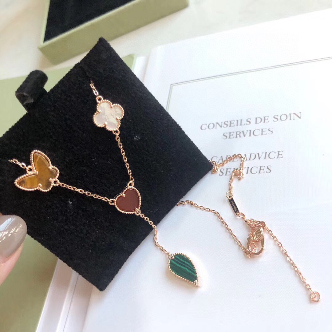 [Topon Jewelry]LUCKY SPRING 4 MOTIFS ROSE GOLD NECKLACE