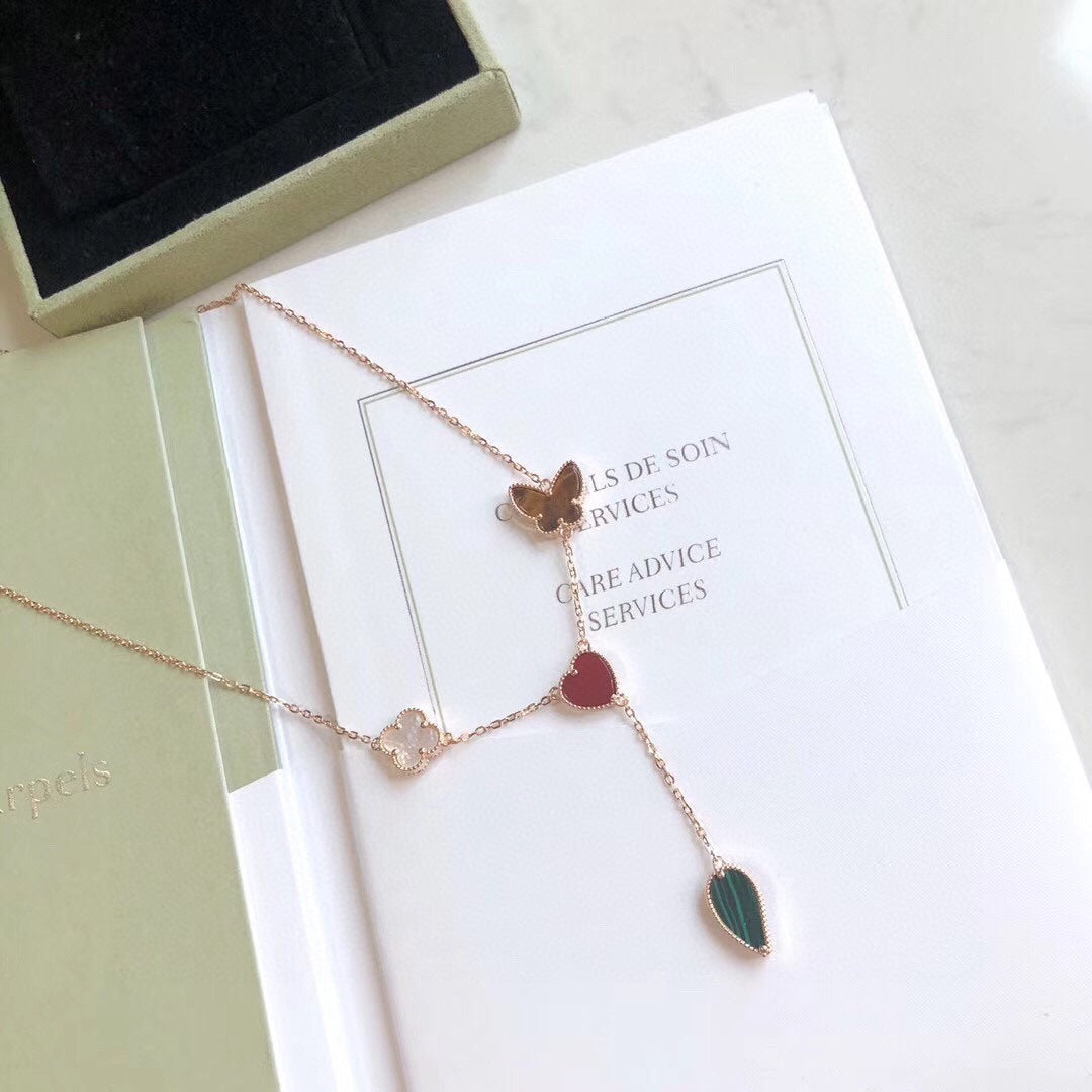 [Topon Jewelry]LUCKY SPRING 4 MOTIFS ROSE GOLD NECKLACE