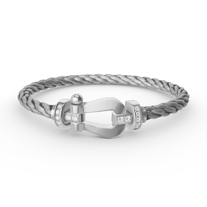 [Topon Jewelry]FORCE LARGE HORSESHOE HALF DIAMOND BRACELET SILVER