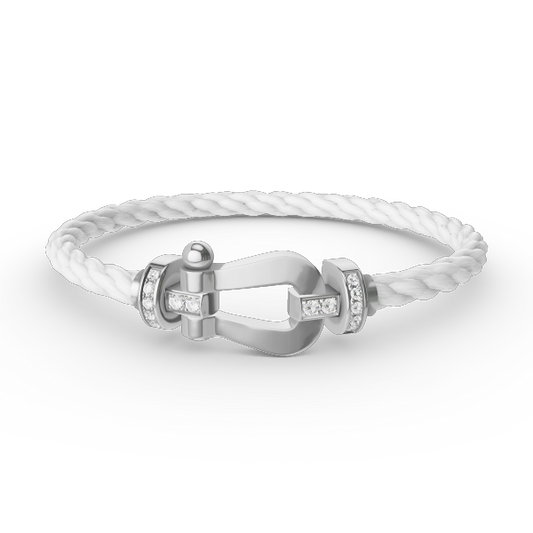 [Topon Jewelry]FORCE LARGE HORSESHOE HALF DIAMOND BRACELET SILVER