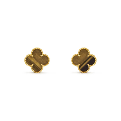 [Topon Jewelry]CLOVER MEDIUM 1 MOTIFS TIGER EYE EARRINGS