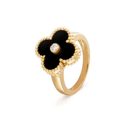 [Topon]CLOVER ONYX RING GOLD DIAMOND