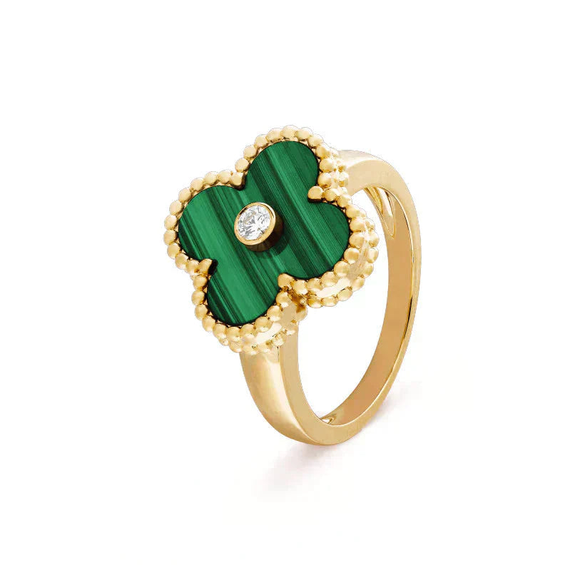 [Topon Jewelry]CLOVER MALACHITE RING GOLD DIAMOND