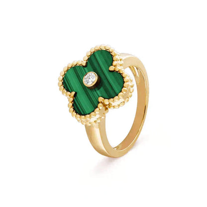 [Topon]CLOVER MALACHITE RING GOLD DIAMOND