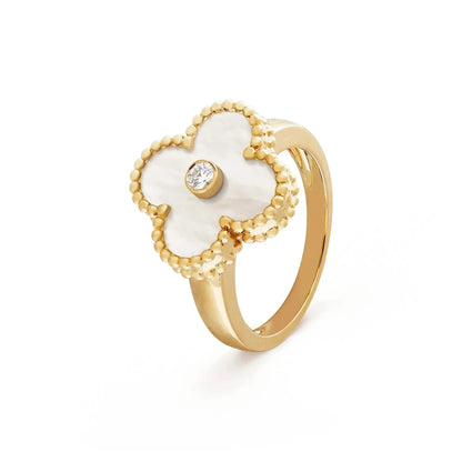 [Topon Jewelry]CLOVER PINK MOP RING GOLD DIAMOND