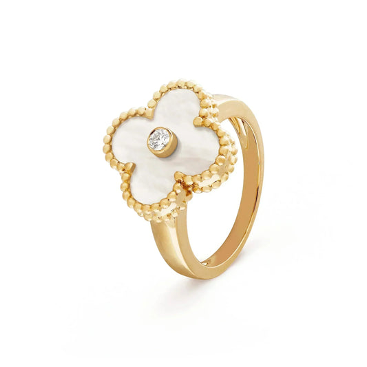 [Topon]CLOVER PINK MOP RING GOLD DIAMOND