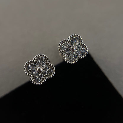 [Topon Jewelry]CLOVER MINI DIAMOND STUD EARRINGS