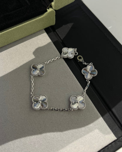 [Topon Jewelry]CLOVER SILVER 5 MOTIFS BRACELET